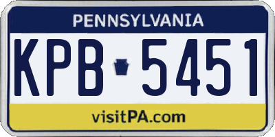PA license plate KPB5451