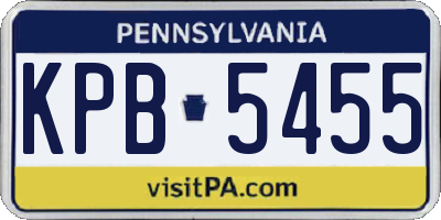PA license plate KPB5455