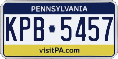PA license plate KPB5457