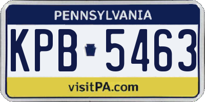 PA license plate KPB5463