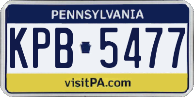 PA license plate KPB5477