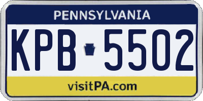 PA license plate KPB5502