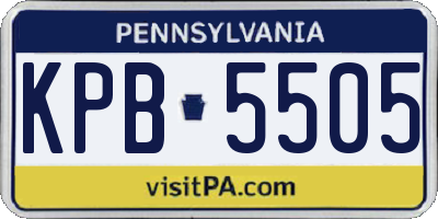 PA license plate KPB5505