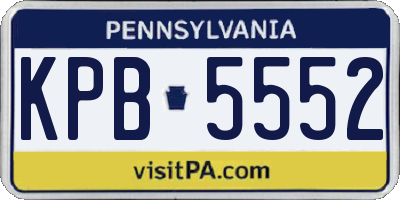 PA license plate KPB5552
