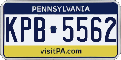 PA license plate KPB5562