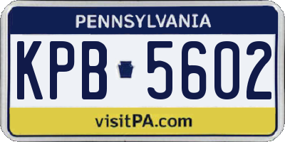PA license plate KPB5602