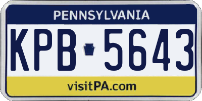 PA license plate KPB5643