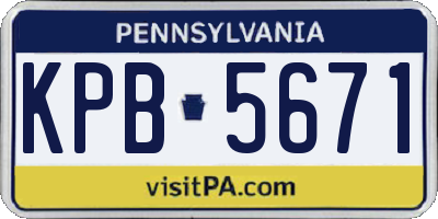 PA license plate KPB5671