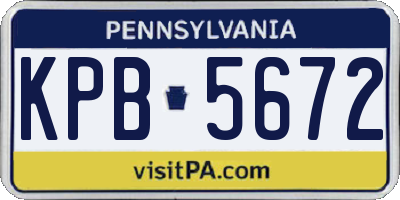 PA license plate KPB5672