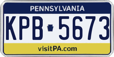 PA license plate KPB5673
