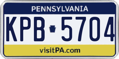 PA license plate KPB5704