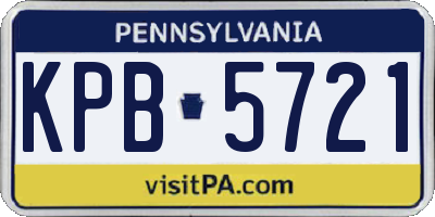 PA license plate KPB5721