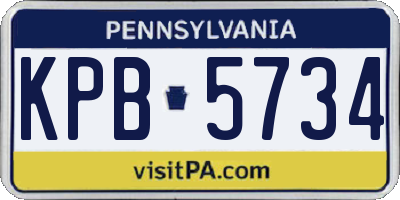 PA license plate KPB5734
