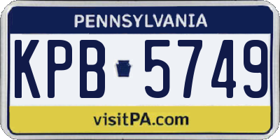 PA license plate KPB5749