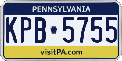 PA license plate KPB5755