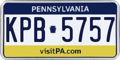 PA license plate KPB5757
