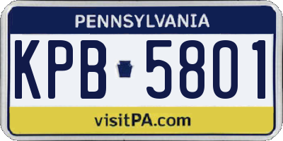 PA license plate KPB5801