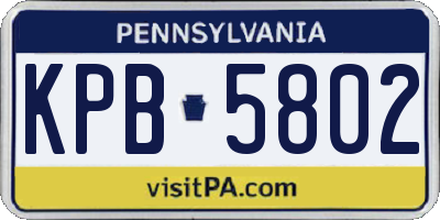 PA license plate KPB5802