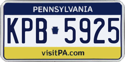 PA license plate KPB5925