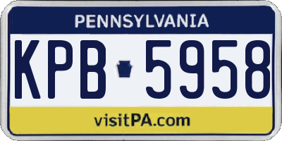 PA license plate KPB5958