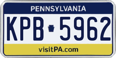 PA license plate KPB5962