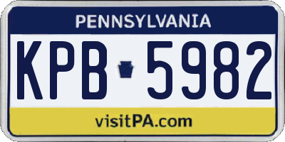 PA license plate KPB5982