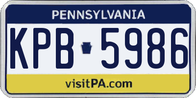 PA license plate KPB5986