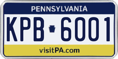 PA license plate KPB6001