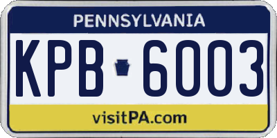 PA license plate KPB6003