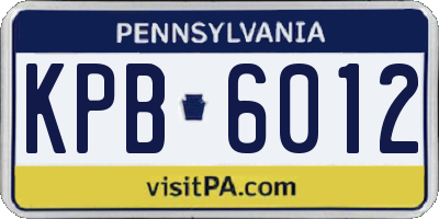 PA license plate KPB6012
