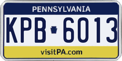 PA license plate KPB6013