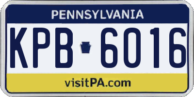 PA license plate KPB6016