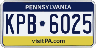 PA license plate KPB6025