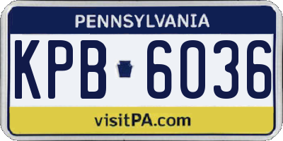 PA license plate KPB6036