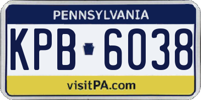 PA license plate KPB6038