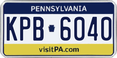 PA license plate KPB6040