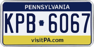 PA license plate KPB6067