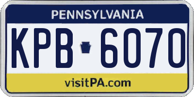 PA license plate KPB6070
