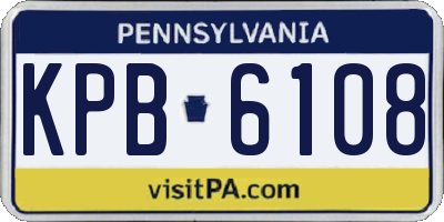 PA license plate KPB6108