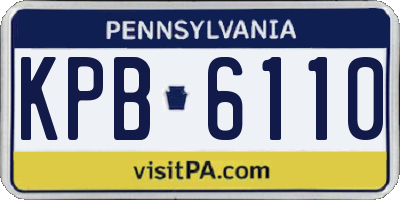 PA license plate KPB6110