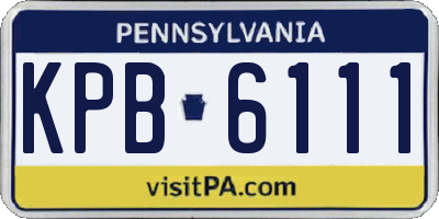 PA license plate KPB6111