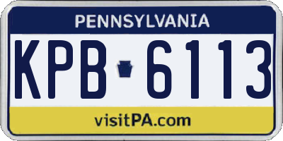 PA license plate KPB6113