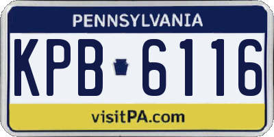 PA license plate KPB6116