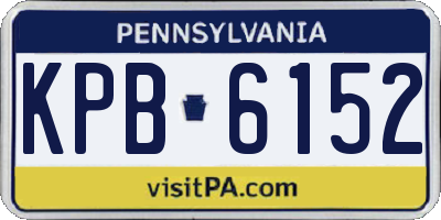 PA license plate KPB6152
