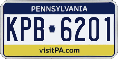 PA license plate KPB6201