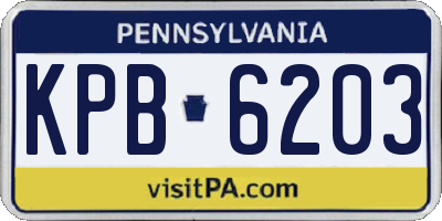PA license plate KPB6203