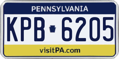 PA license plate KPB6205