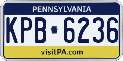 PA license plate KPB6236