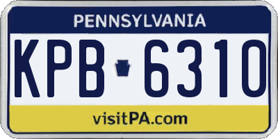 PA license plate KPB6310