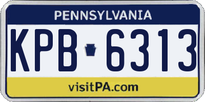 PA license plate KPB6313